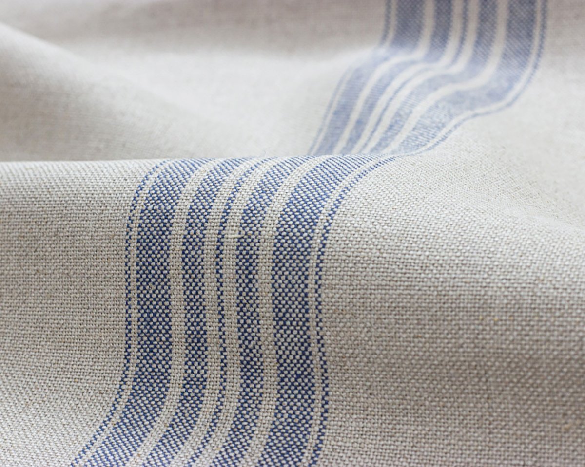 Blue Striped Linen Fabric