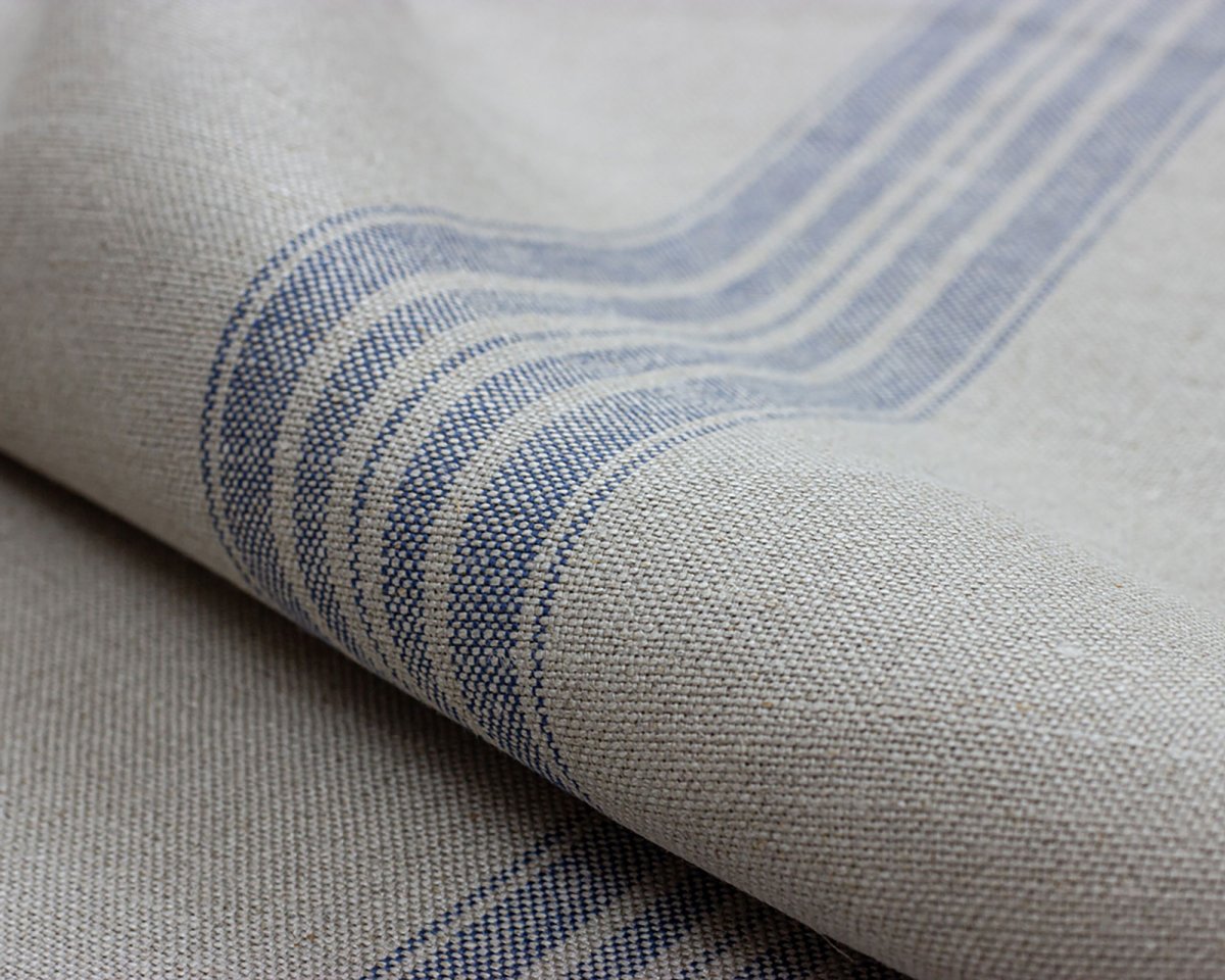 Blue Striped Linen Fabric - Bild 3