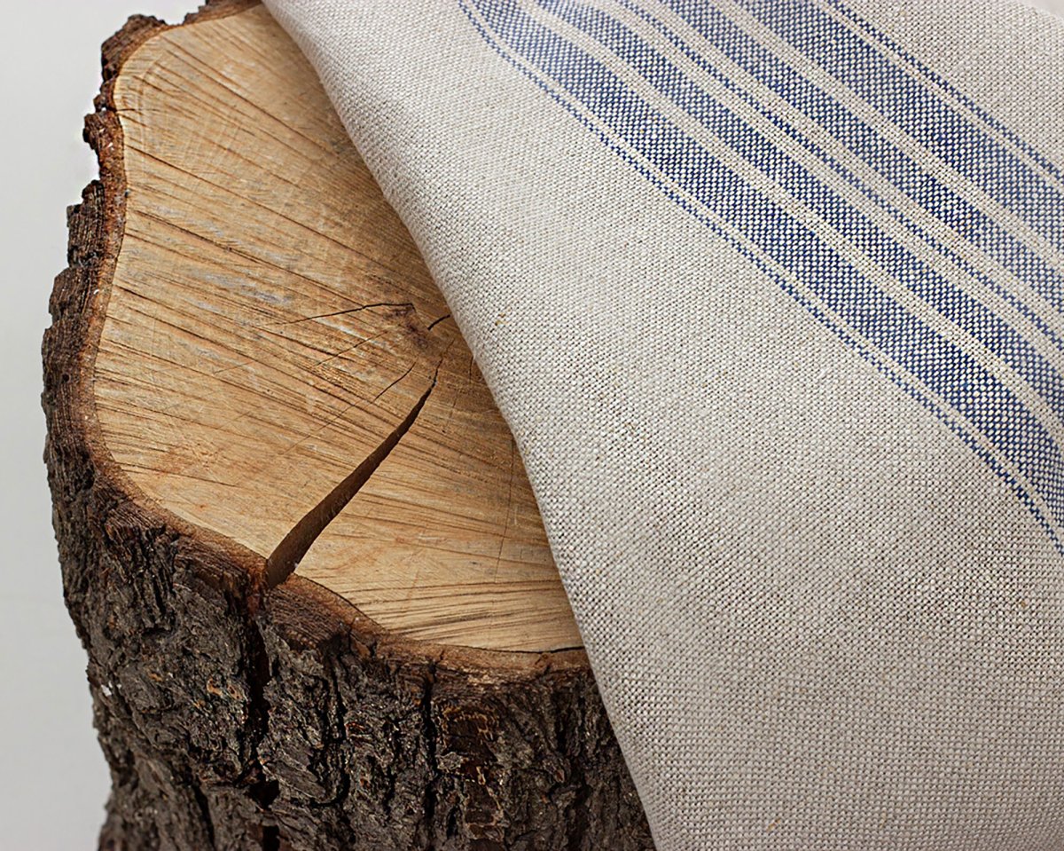 Blue Striped Linen Fabric - Bild 6