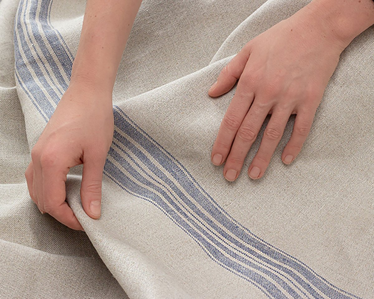 Blue Striped Linen Fabric - Bild 5